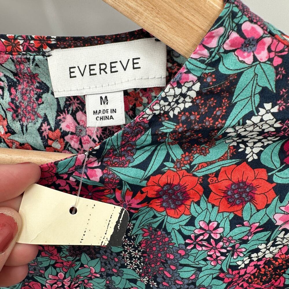 EVEREVE NWT Sutton Cotton Tie Waist Long Sleeve Floral Dress // M - Picture 10 of 16